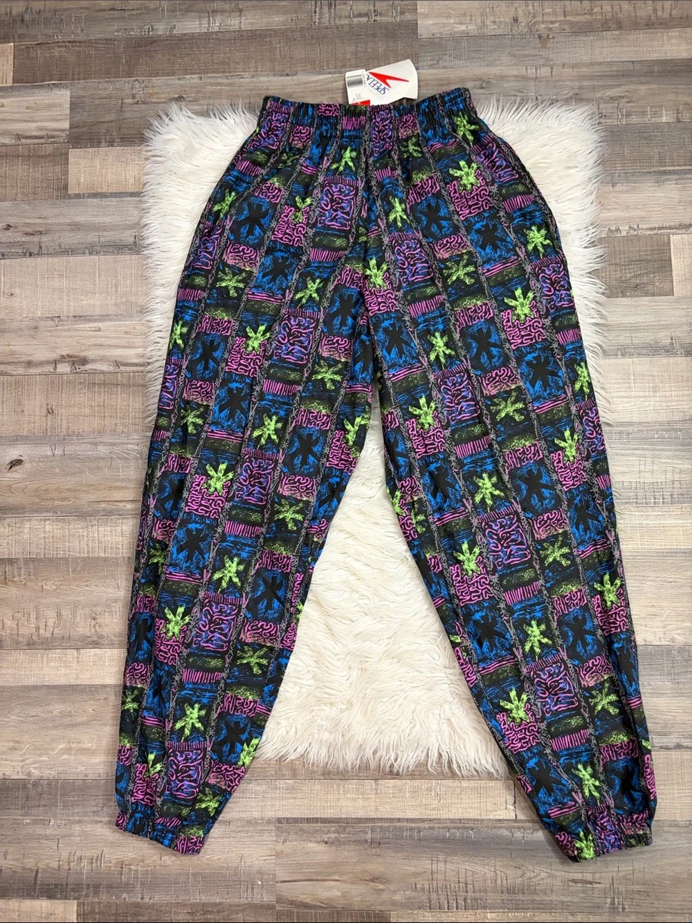 NWT vintage Speedo cotton baggy jogger pants 90’s Y2K multi abstract print S/M